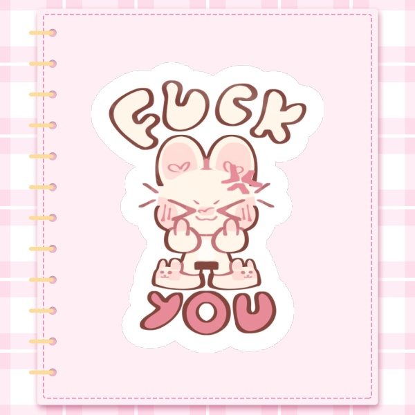 Fuck You! Cute bunny Die Cut Stickers