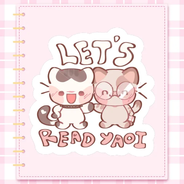 Let’s Read Yaoi | cute cat! Die Cut Stickers