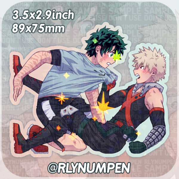 Casual Deku & Hero Bakugo Star Holo Sticker