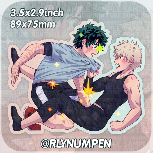 Casual Deku & Casual Bakugo Star Holo Sticker