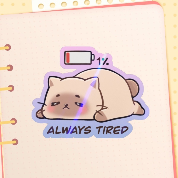 Tired cat Colored Edge Sticker
