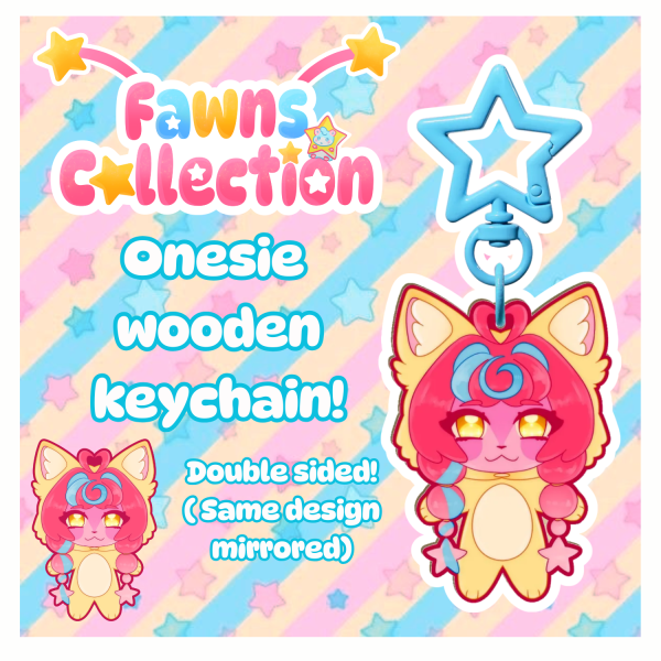 Fawn onesie Full Bleed Wood Keychains