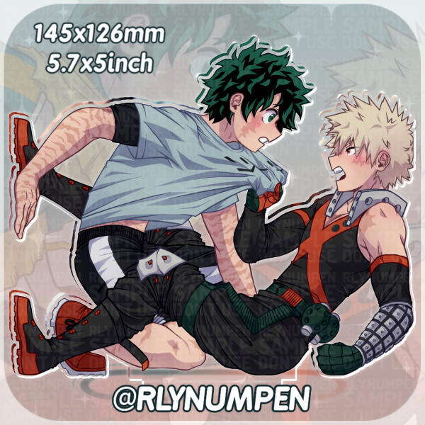 Casual Deku & Hero Bakugo Clear Acrylic Standee