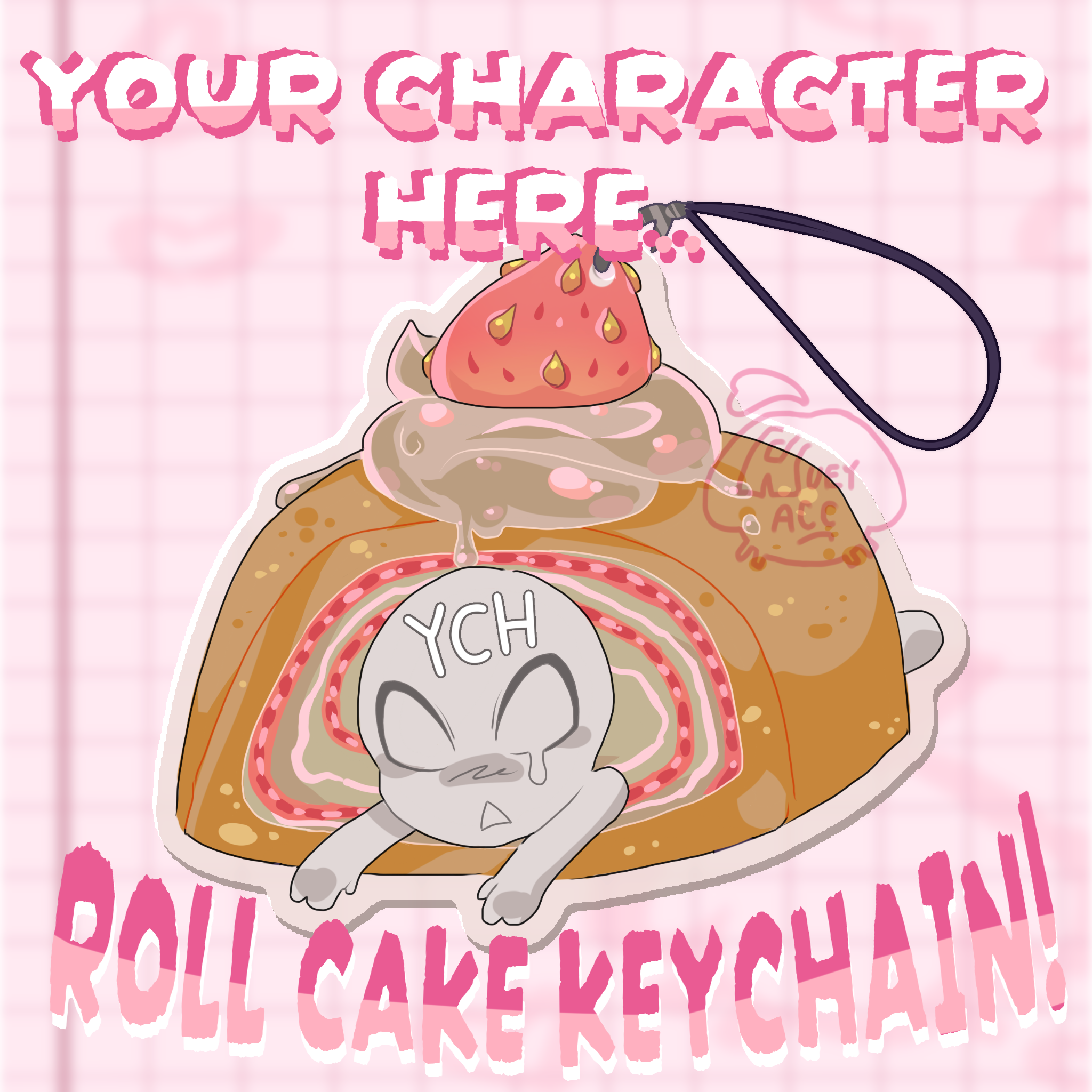 YCH CHIBI Roll cake Acrylic Keychain 🩷💚💜