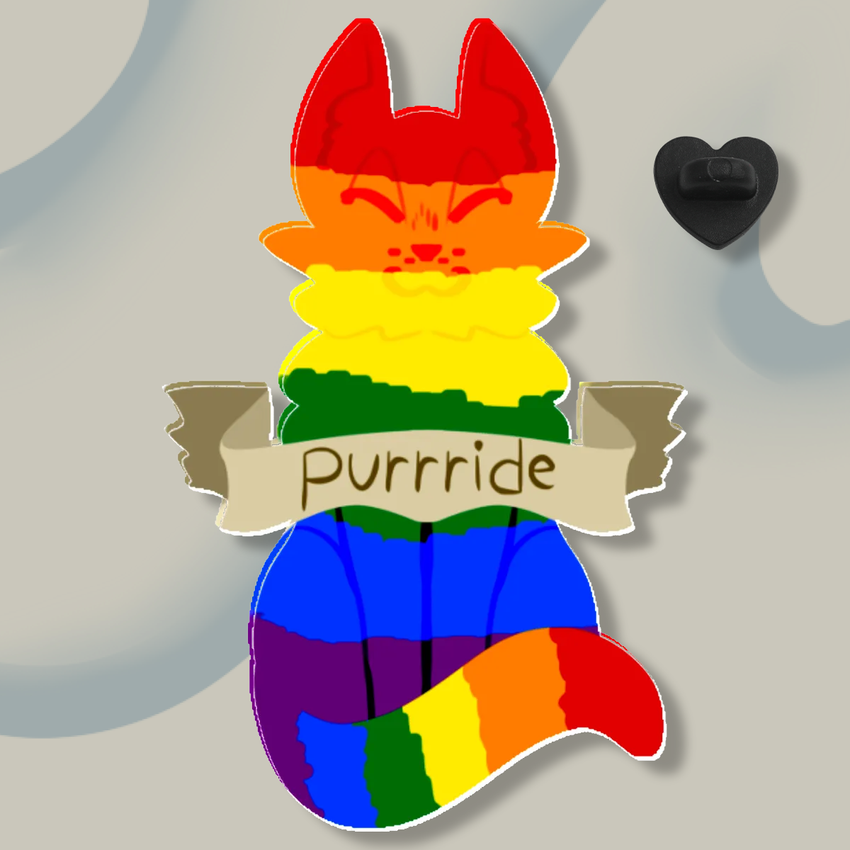 Rainbow "Purrride" pride cat pin