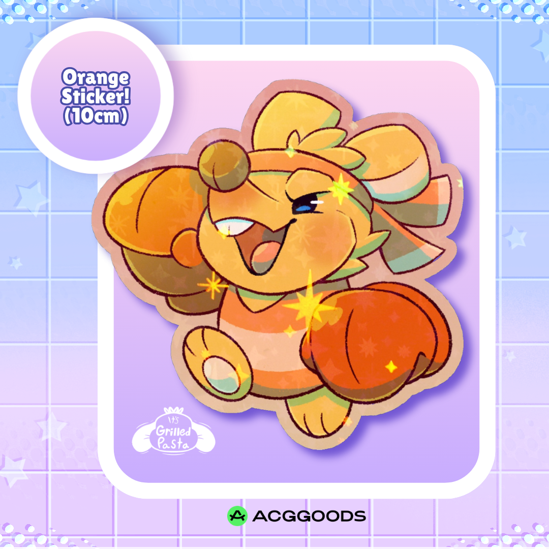 Orange Glitter Die Cut Sticker! (10cm)