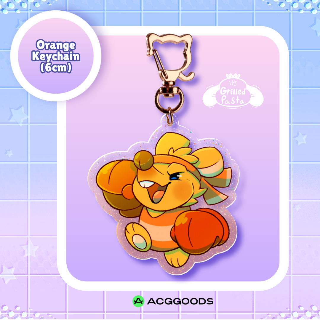 Orange Acrylic Glitter Keychain! (6cm)
