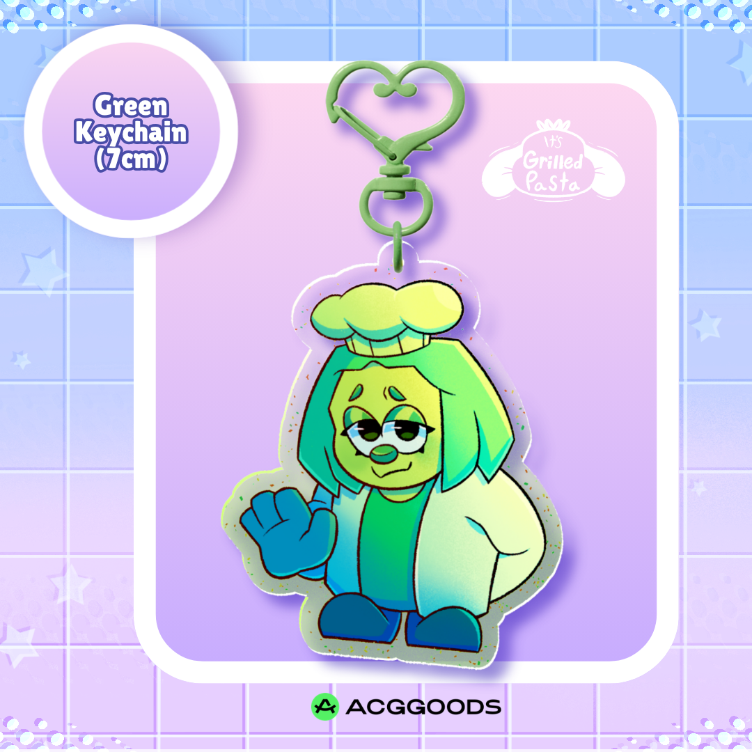 Green Acrylic Glitter Keychain! (7cm)
