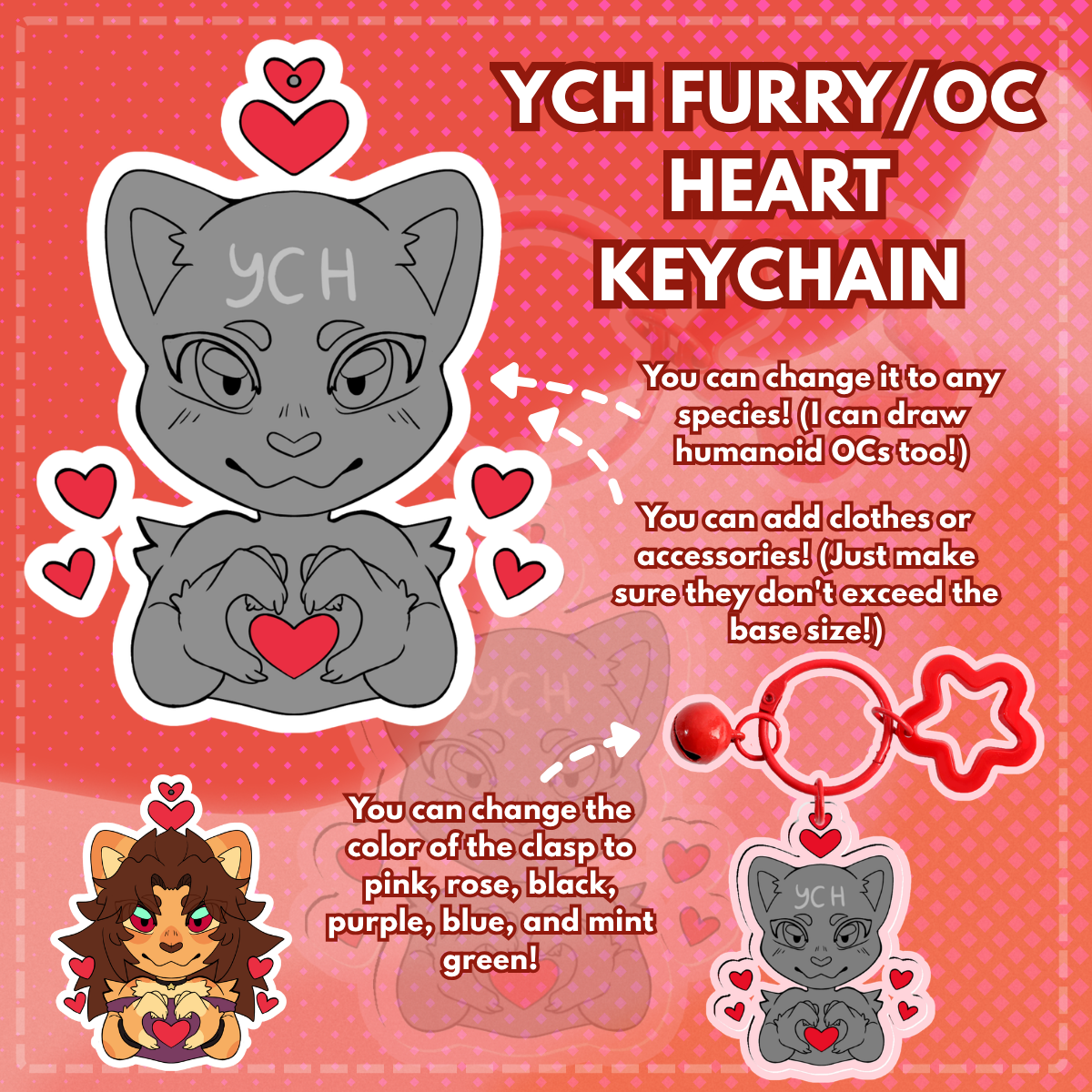YCH Furry/OC Heart Keychain