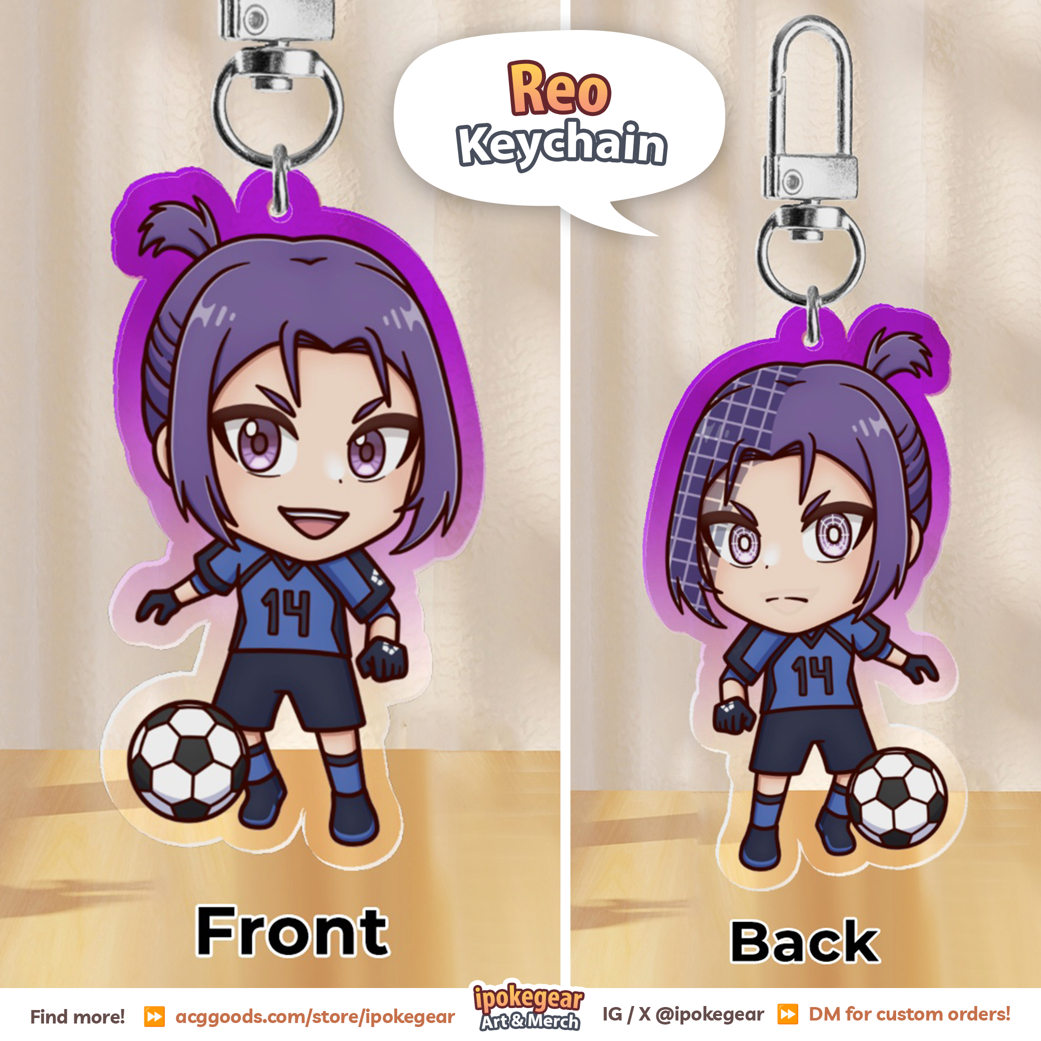 Reo Keychain (2-Sided) Blue Lock