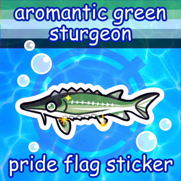 Aromantic Green Sturgeon Holo Sticker