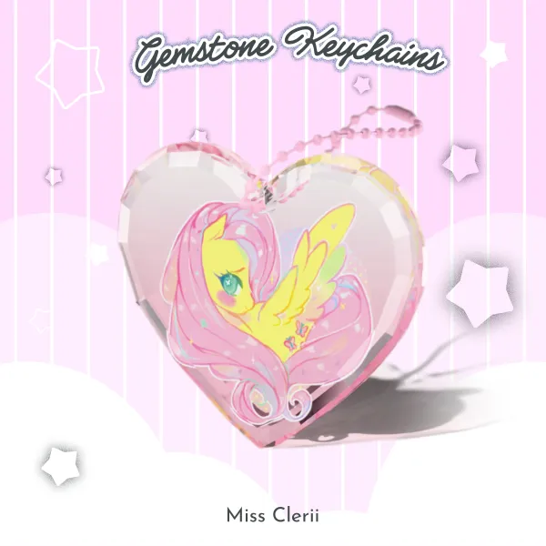 Fluttershy - Gemstone Thick Acrylic Block Keychains