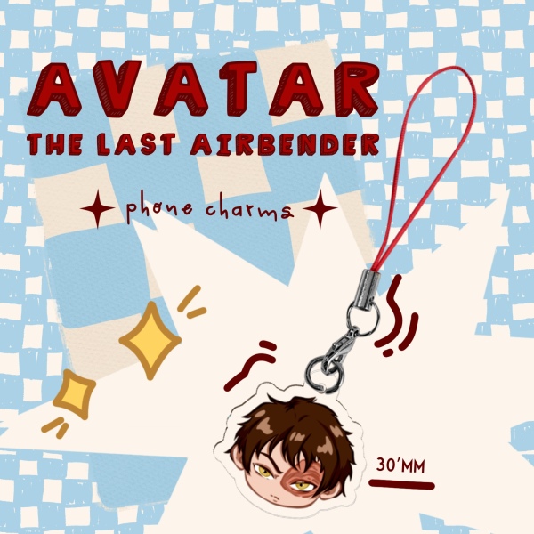 Clear Acrylic Avatar Phone Charms - Zuko