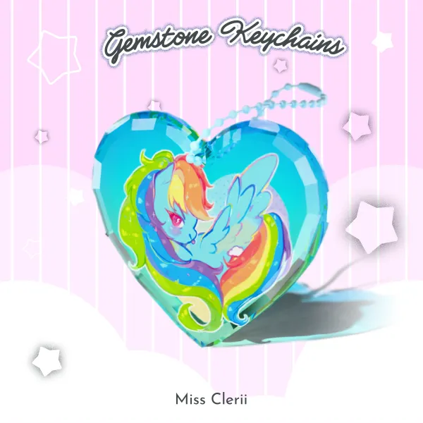 Rainbow Dash - Gemstone Thick Acrylic Block Keychains