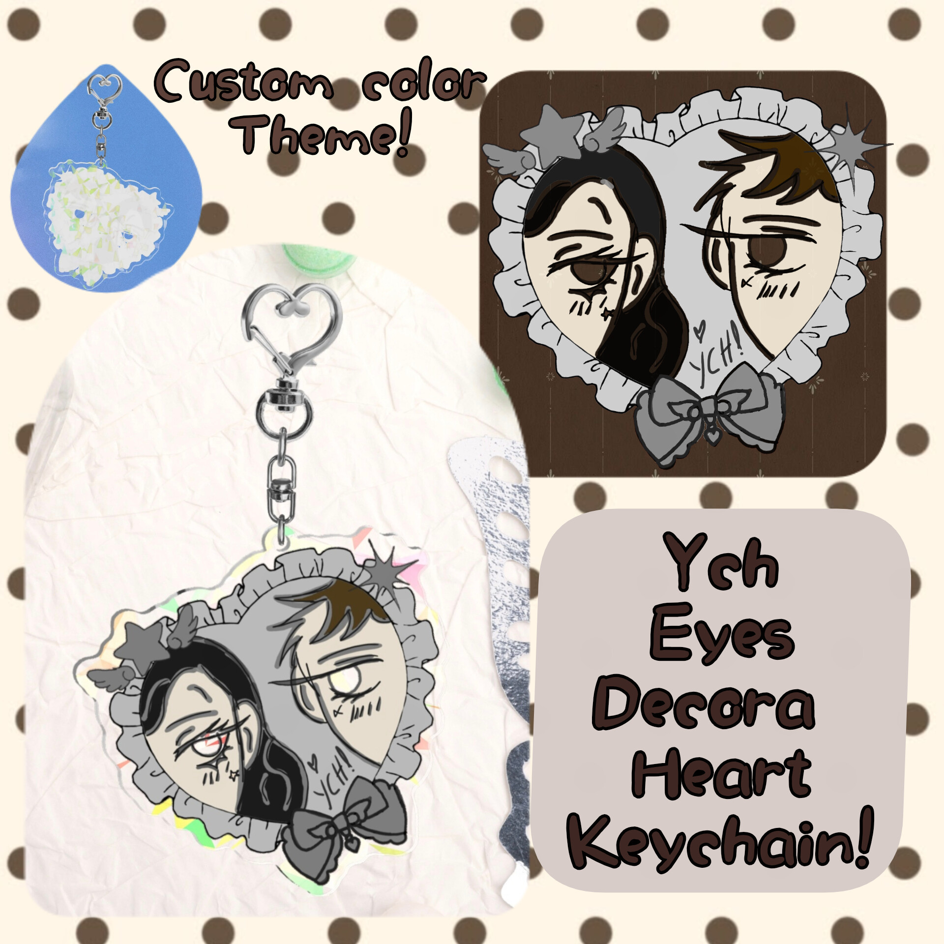 Ych couple eyes decora heart keychain!🩶