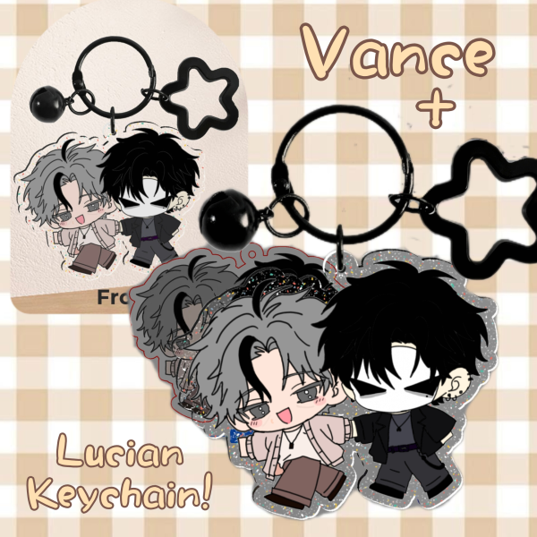 Vance and lucian glitter acrylic keychain