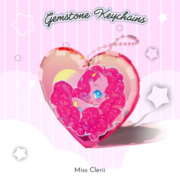Pinkie Pie - Gemstone Thick Acrylic Block Keychains
