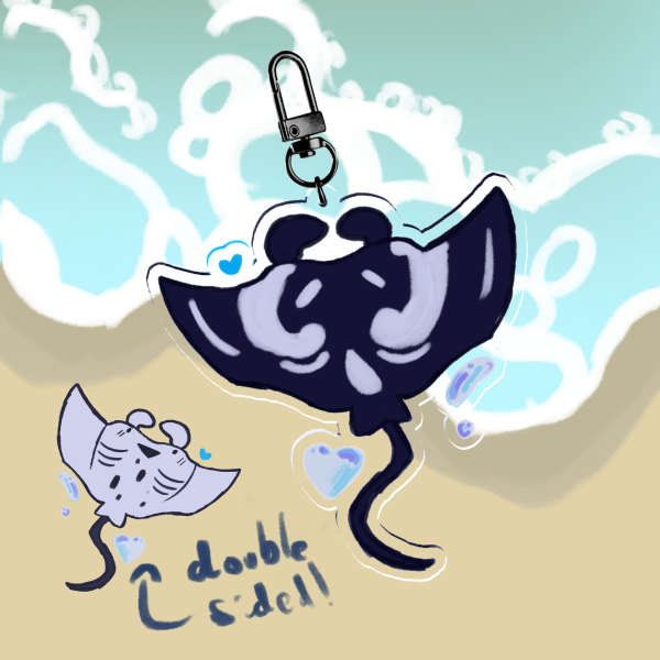 Manta Ray Keychain! [ Double Sided!!! ]