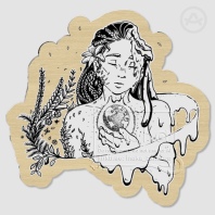 Earth Day Girl "Melting" 🌍 Wood Pin