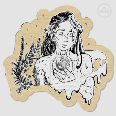 Earth Day Girl "Melting" 🌍 Wood Pin