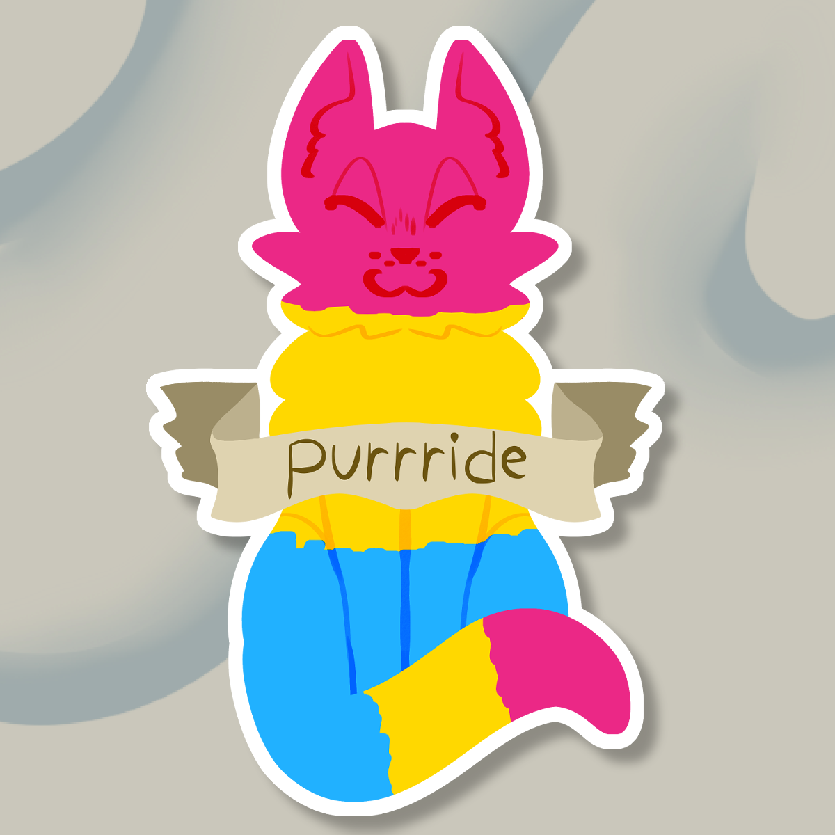 Pansexual "Purrride" pride cat sticker