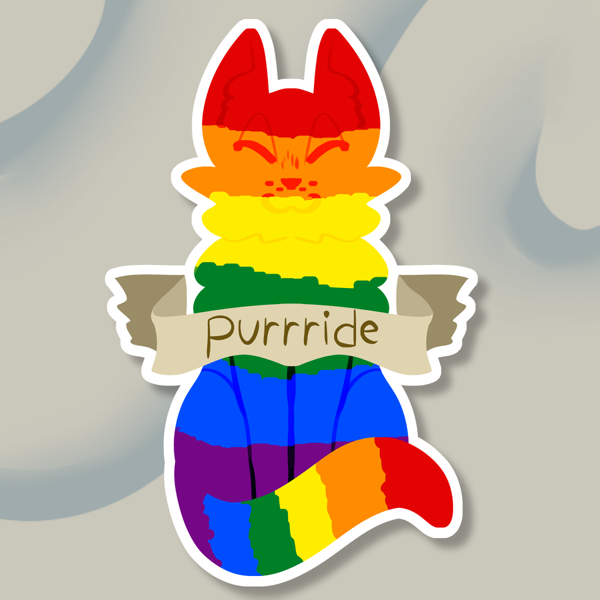 Rainbow "Purrride" pride cat sticker