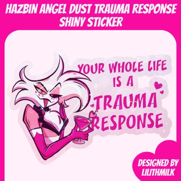 Hazbin Hotel Angel Dust Trauma Response Shiny Sticker