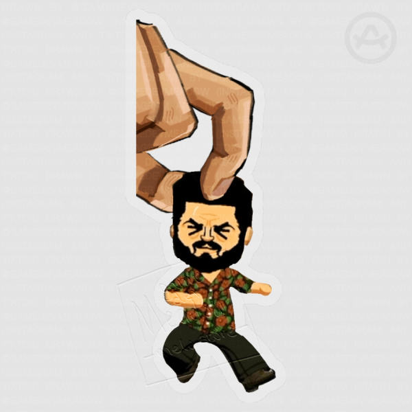 Billy Butcher Mii being held by hand (Tomodachi Life) Sticker