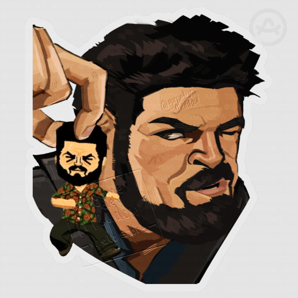 Billy Butcher holding Mii Version (The Boys x Tomodachi Life) Fan Art Sticker