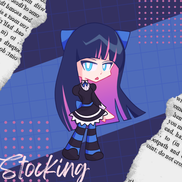 Stocking PASWG Panty and Stocking with Garterbelt Colored Edge Die Cut Stickers