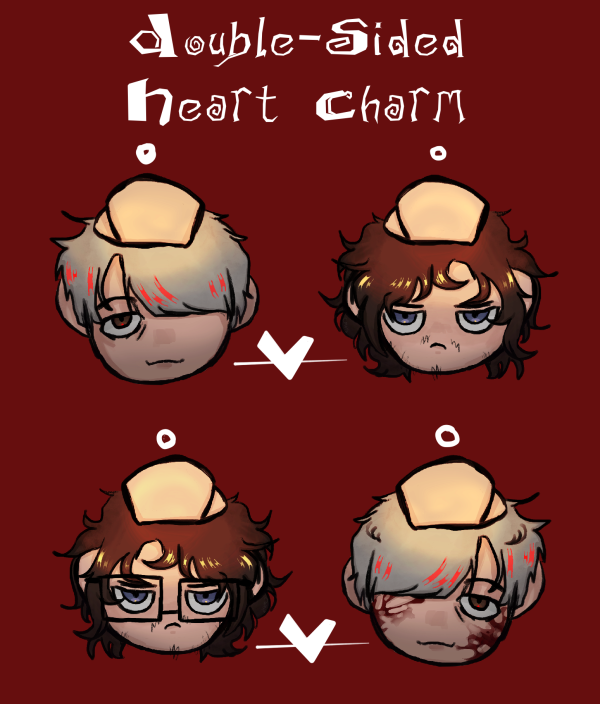 Double Sided Hannigram Matching Heart Keychain