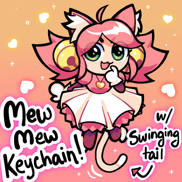 Pink Mewmew Swinging Tail Pendant