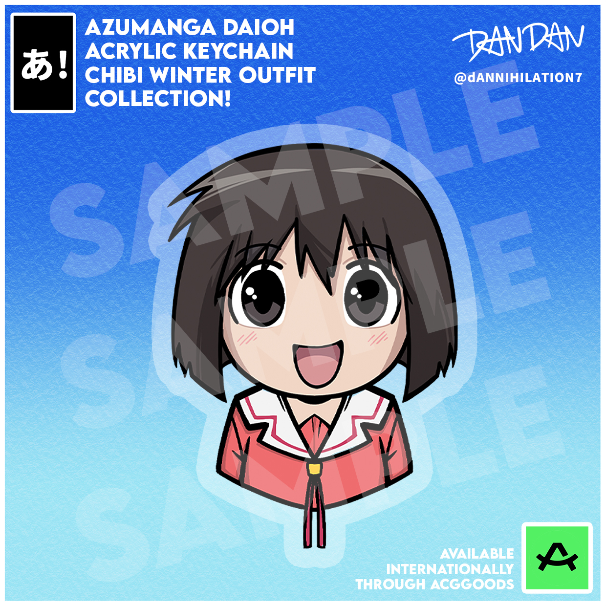 Azumanga Daioh Kaori (Kaorin) Chibi Acrylic Keychain (winter uniform)