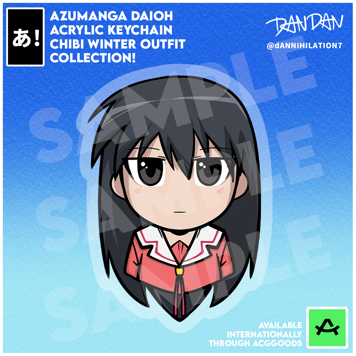 Azumanga Daioh Sakaki Chibi Acrylic Keychain (winter uniform)