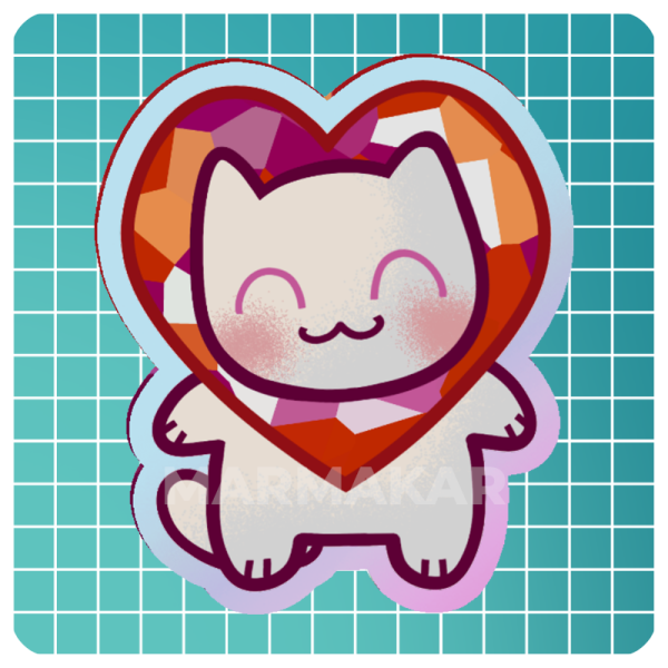Kitty Heart Lesbian Acrylic Pin