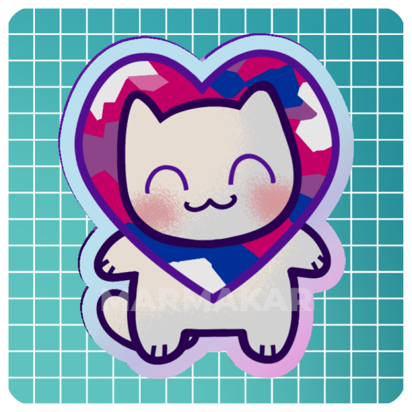 Kitty Heart Bi Acrylic Pin