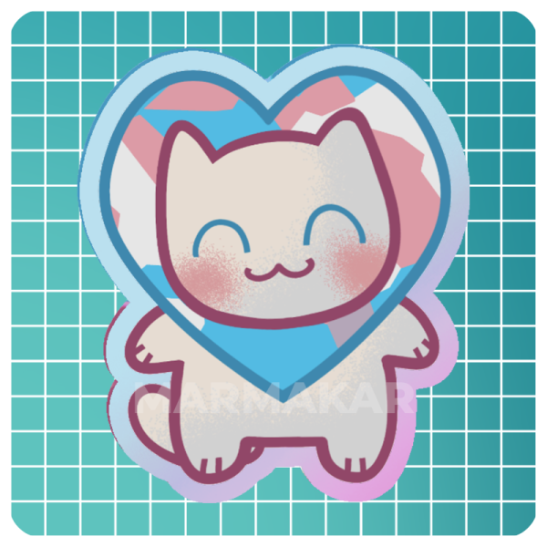 Kitty Heart Trans Acrylic Pin
