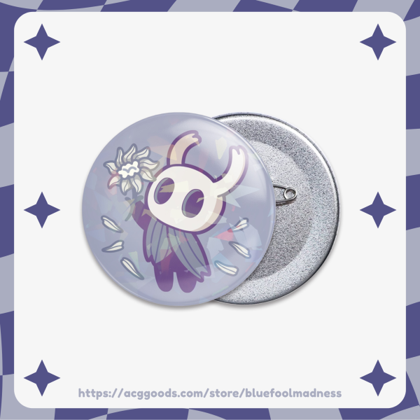 Ghost with flower [HOLLOW KNIGHT] - Button Pin