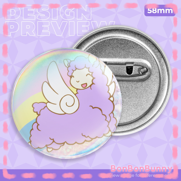 Alpacasus Rainbow Holo Button Pin Badge