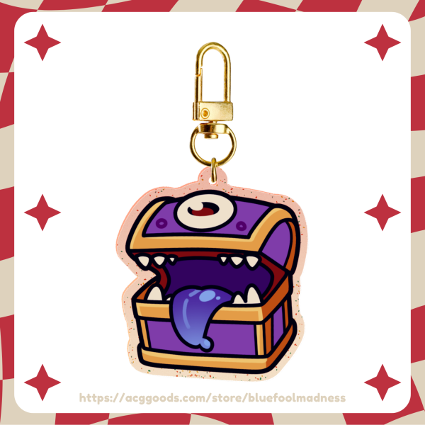 Cute Mimic D&D - Glitter Acrylic Keychain