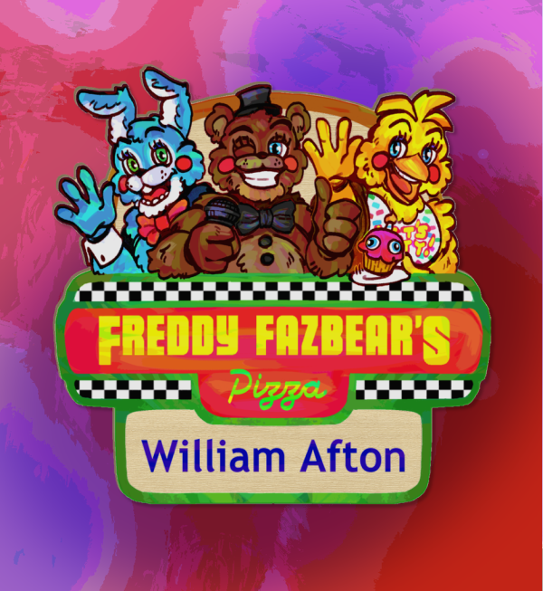 Fnaf 2 Pizzeria Nametag - William Afton - Wooden Pin