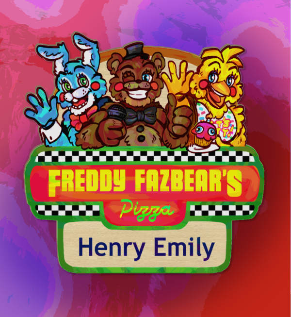 Fnaf 2 Pizzeria Nametag - Henry Emily - Wooden Pin