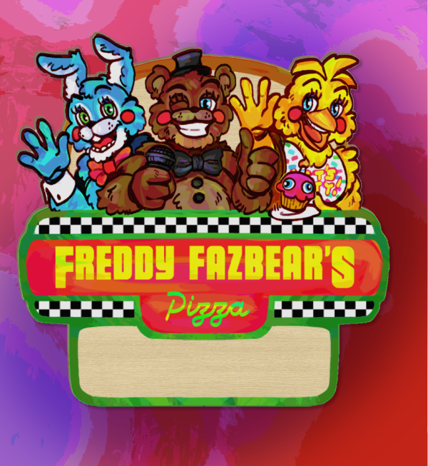 Fnaf 2 Pizzeria Nametag - Blank - Wooden Pin