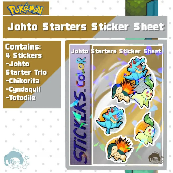 Johto Starters Sticker Sheet | Pokémon