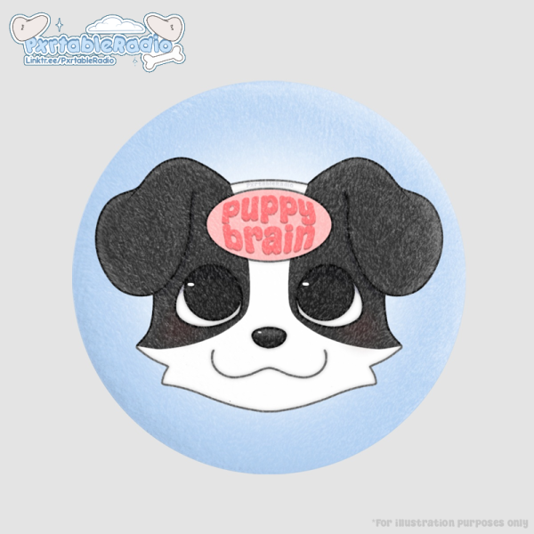 Large Puppy Brain Plush Badge | Border Collie Soft Minky Pin