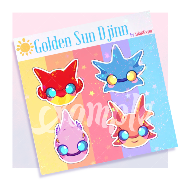Golden Sun saturated djinn stickers
