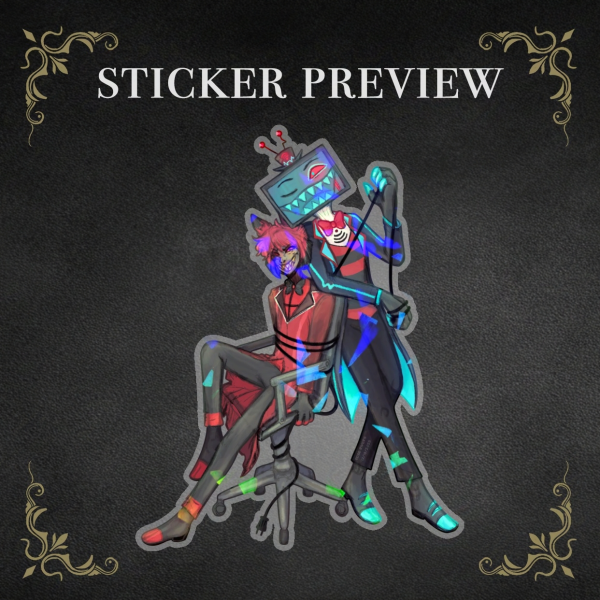 Radiostatic (Alastor X Vox) - 3 Inch Holographic Sticker