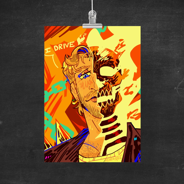 Ryan Gosling Ghost Rider - Fire - Marvel Print A5