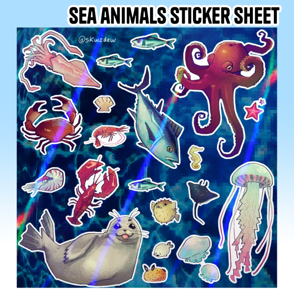 Sea Animals Sticker Sheet 18 x 18cm