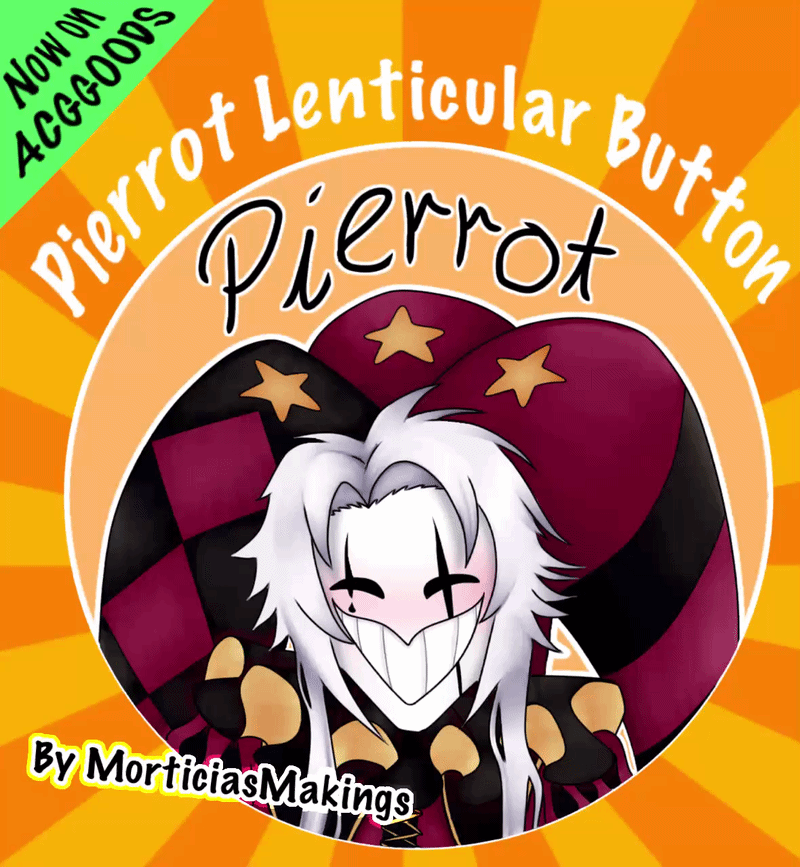 Pierrot Blinking Lenticular Round Badge - 2.28"(58mm)